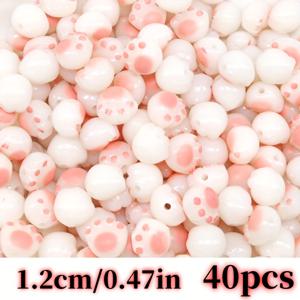 TEMU 40개입 12mm 아크릴 귀여운 고양이 발바닥 루즈 비즈, 팔찌, 목걸이, 키링 제작용 쥬얼리 프로젝트 장식용 참 제작