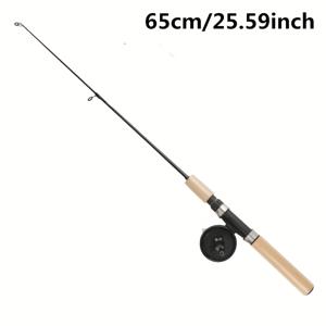 TEMU FTK 55cm/65cm/75cm 아이스 낚싯대 릴 포함 - 헤비듀티 텔레스코픽 겨울 아이스 낚싯대, 컴팩트 휴대용 접이식 디자인, 미니 아이스 릴 & 라인 시스템, 빙어, 지깅, 농어, 송어 낚시용 (수동 조작, 전원 불필요)