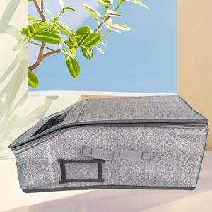 TEMU 1 다기능 방진 지퍼 패브릭 수납 상자, 대용량 접이식 옷장 정리함, 야구 모자, 모자, 옷, 인형을 쌓을 수 있는 스택형 – 빨간색 라벨이 있는 흰색, 옷장 정리 및 보관에 적합