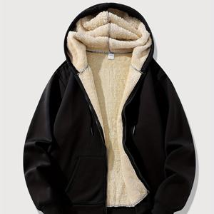 TEMU 남성용 단색 지퍼업 후드티 (포켓 포함), 가을/겨울용 따뜻하고 캐주얼한 디자인, 긴소매 및 편안한 핏