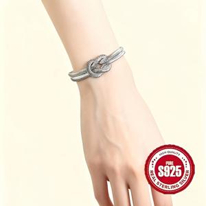 TEMU 우아한 925 실버 이중 레이어 뱀 브레이드 매듭 체인 | 패셔너블, 변색 방지, 및 선물용으로 이상적, 크리스마스 및 발렌타인데이에 완벽