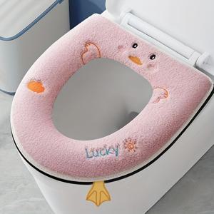 TEMU 욕실 변기 커버, 사계절용, 두꺼운 귀여운 만화 스타일 지퍼 변기 시트|변기커버