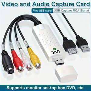 TEMU 비디오 캡처 카드 | USB 비디오 캡처 장치, RCA-USB 오디오 비디오 컨버터, VHS Mini DV VCR Hi8 DVD-디지털 컨버터 (PC TV 테이프 플레이어 카메코더용), PAL/NTSC 지원, MAC Windows Vista 호환