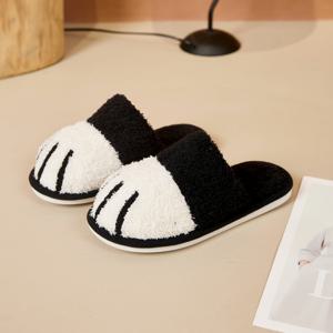 TEMU 여성용 귀여운 고양이 발바닥 슬리퍼, 겨울용 보온 하프랩 힐, 푹신한 미끄럼 방지 소프트 솔 실내화, 여성 신발|실내화|여성슬리퍼