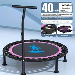TEMU 40인치 접이식 트램폴린, 소형 실내 피트니스 트램폴린, 성인용 리바운더, 최대 600파운드 하중 지원, 야외 운동 및 수영장 옆 엔터테인먼트에 적합