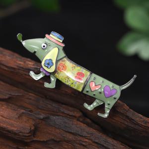 TEMU 1 아연 합금 컬러풀 드롭 오일 귀여운 닥스훈트 개 동물 핀 브로치 여성 가을/겨울 드레스 스카프 액세서리