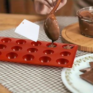 TEMU 2개 세트 실리콘 베이킹 몰드 (반구형 및 스크레이퍼 포함), 논스틱 15구 반구형 초콜릿 몰드, 무스 케이크, 초콜릿, 페이스트리, 모양된 비누, 젤리, 푸딩 베이킹에 적합