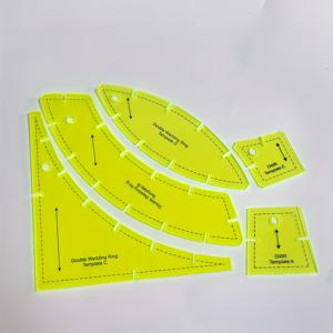TEMU 12월 2023년부터 7월 2024년까지의 5개 세트 녹색 더블 웨딩 룰러 템플릿, 투명 아크릴 스티칭 템플릿, DIY 수제 패치워크 퀼트 디자인에 적합한 재봉 패턴 룰러