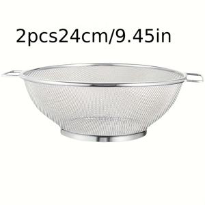 TEMU 2개 스테인리스 스틸 스트레이너 세트 (손잡이 포함), 미세 메쉬 식품용 금속 체, 파스타, 채소, 쌀, 과일용, 주방 필수품, 파스타 필터, 손잡이 스트레이너, 식품용 소재, 주방 체, 다목적 스트레이너, 식사 준비 도구, 쌀 씻는 도구,채소 세척기,컴팩트 주방 도구,녹 방지 스트레이너,건강한 식사자,주방 애호가