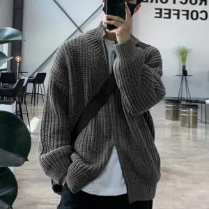 남성 포근한 하프넥 투웨이 니트 집업 1P 간절기 외투 cVZ4+4AAb