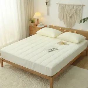국산 두툼한 누빔 토퍼 매트리스커버 (일체형)/침대커버 매트 슈퍼싱글 퀸 누리온 S SS Q 4면 밴딩