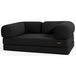 코맥스 접이식 소파 침대 퀸 4-in-1 바닥 컨버터블 퓨튼 소파, 암레스트 블랙 - 매트리스 의자 편안한 휴대용 라운지 거실 침실 손님