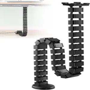 책상 아래 척추 케이블 관리 좌식 스탠드 체인 레이스웨이 자기 유연 와이어 길이 조절 가능 검은색