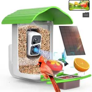 birdsnap PAV- 카메라 태양광 64GB 카드 및 2K HD 레코드 비디오 버드 라이브 5개의 DIY 애드온 AI 식별