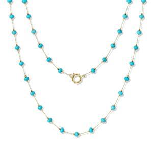 여성용 키스얀 롱 목걸이, 14K 골드 도금 구슬 보석 청록색 보호 레이어 초커, 내추럴 스톤 수제 스웨터 패션 주얼리 선물