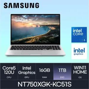 HMC / 삼성전자 갤럭시북4 / NT750XGK-KC51S (D4 RAM 16GB / NVMe 1TB / WIN11H)/코어5-120U