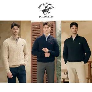 비버리힐즈폴로클럽 25FW 남성 메리노울 블렌디드 반집업 니트 3종
