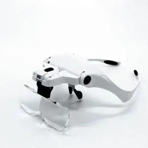 led 확대경 안경 작업용 안경형 헤어밴드 led 조명 돋보기 렌즈 세트