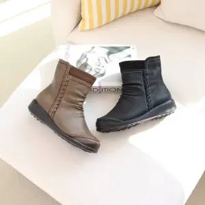 지쎄수제화 양가죽 레더 핸드크래프트 기모 앵클부츠 4cm-255빅사이즈 블랙,올리브