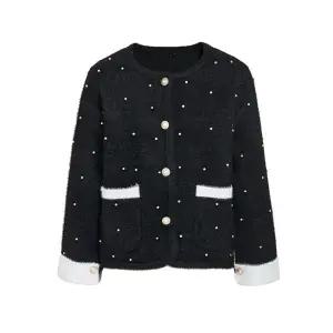 [JJ지고트](광주신세계)밍크 진주 도트 배색 가디건 GRCN1CD331