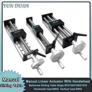 수동 볼스크류 슬라이딩 테이블 스테이지 SFU1605/1610 핸드휠 리니어 레일 액추에이터 100mm-1000mm 스트