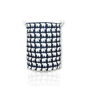 [하프클럽/]다용도 원형 바구니 화이트베어 덮개형