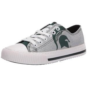 FOCO 미시간 주립 스파르탄스 NCAA 여자 글리터 로우 탑 캔버스 슈즈 -