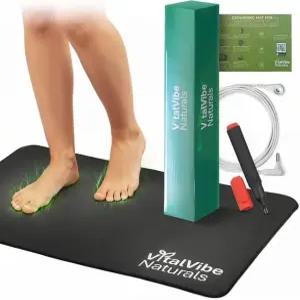 발 및 수면용 접지 매트 ？ 침대 책상용 패드 코드 테스터 매뉴얼 포함 미끄럼 방지 카본 고무(15.7인치 x