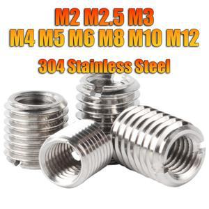 슬롯형 내부 외부 스레드 어댑터 나사 M2  304 스테인레스 스틸 와이어 삽입 슬리브 변환 너트 커플러 컨베
