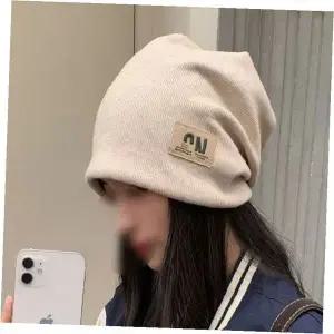 니트 슬라치 비니 남녀공용 데일리 캐주얼 모자 봄가을겨울 패치 베이직