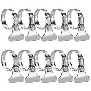 [호환품]조정 가능 엄지 나사 키 스타일 디자인 8mm 밴드 폭을 갖춘 304 스테인레스 스틸 호스 클램프 10개
