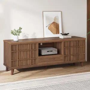 50인치/55인치/60인치 TV용 VAFON 미드 센추리 모던 TV 콘솔 작은 공간을 위한 수납 공간이 있는 플룻 우드