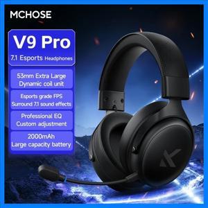 MCHOSE V9 프로 게이밍 헤드셋 오버이어 쿼드 모드 무선 블루투스 헤드폰 마이크 포함 스포츠 이어폰