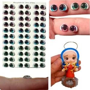 3D 레진 구글리 즈 (66개/33세트) 9mm u2013 브라운 그린 블루 DIY 공예 클레이 펠트 콜드 도자기 폴리머