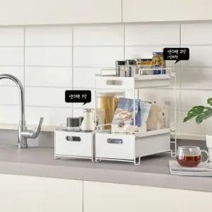 [굿야드] 슬라이딩 적층 수납함 공간박스 팬트리 수납함 2단