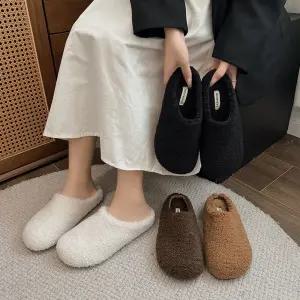 EAMT 여자 슬리퍼 반 추동 통굽 퍼 슈즈 슬립온 YJ4