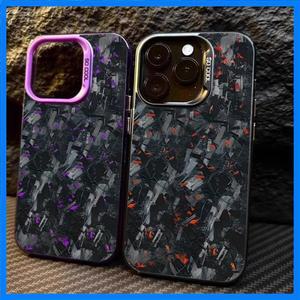 iPhone 11 12 13 14 15 16 Pro Max XS X XR 8 7 Plus충격 방지 매트 하드 커버 용 모조 단조 탄소 섬유 도