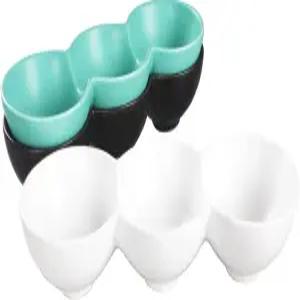 진송다파 3색 칩 딥 세트 및 볼 서빙 트레이 분할 플래터 세라믹 분할기 습기 방지 시리얼 뷔페