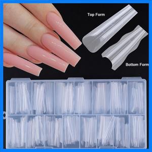새로운 180개 샌드위치 듀얼 네일 폼 15사이즈 연장용-듀얼 폼 상하형 긴 관 모양 아몬드 네일 아트 폼 매