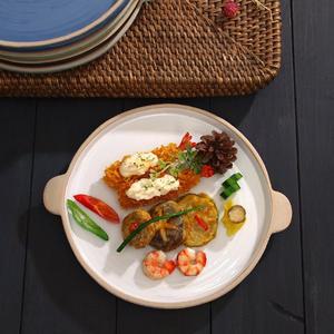 [소야도자기]아름 손잡이 원형접시 3호