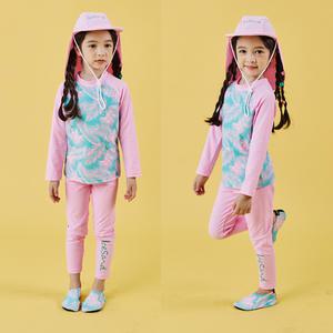 아이스샌드 키즈 여아 래쉬가드 세트+플랩캡+아쿠아슈즈 4피스 유아 아동 수영복 BR92008K