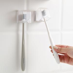 2개 무타공 부착식 커버형 칫솔꽂이 칫솔 걸이 거치대