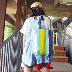 [앞머리]유니크 스트라이프 빨간 신발 에코백n708 _P041516743