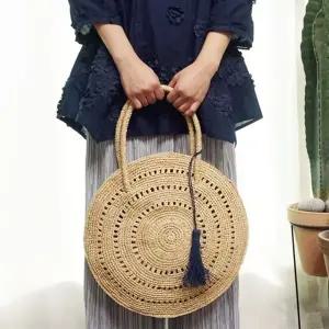 [앞머리]내츄럴 라피아 썸머 태슬 써클 원형 빅 토트백n0421 _P061007030