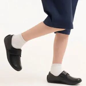 [보리보리/아이들]1306 키즈 소가죽 컴포트 벨크로 더비 - 블랙