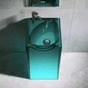 투명 세면대 펜션 엔틱 카페 하부장 빈티지 인테리어 욕실 개수대