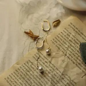 고품질 드롭형 귀찌 진주 이어커프 여성 악세사리 패션 유니 드롭귀걸이 개성있는악세사리 (WFJFMIW)