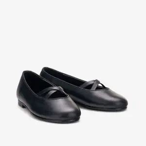 [보리보리/아이들]1701 키즈 & 맘 소가죽 크로스 스트랩 플랫슈즈 - 블랙