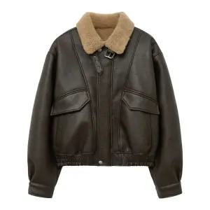 SPERONE A-2 워싱 레더 무스탕 자켓 (브라운)