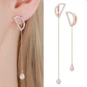 체인 심플 플라워 롱 원터치링 드롭 로즈골드 (WFJ5A5P)